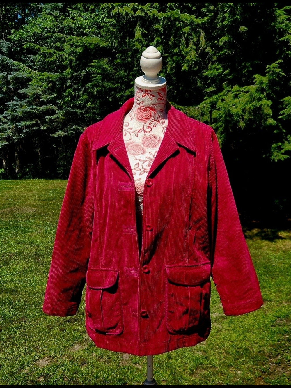 L.L. Bean Deep Red Corduroy Blazer Chore Jacket
